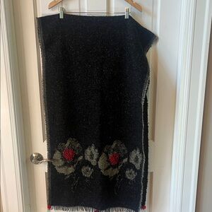 Black Floral Knit Scarf/Wrap